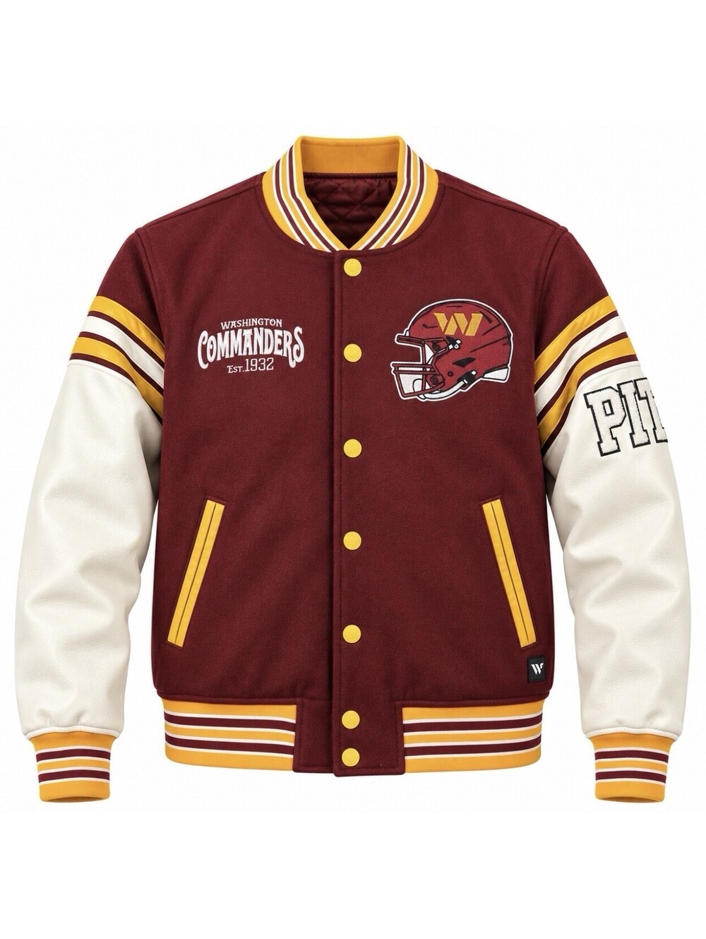 The Wild Collective Commanders Varsity Jacket Men’s Small Burgundy NFL (Read)